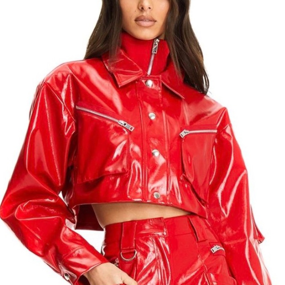 I.am.gia incepere red leather cropped jacket S